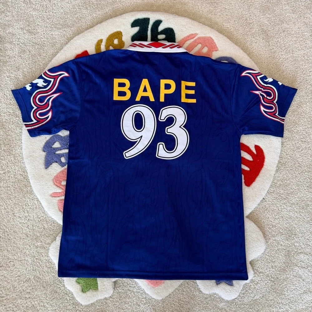 Adidas x BAPE SSL Flame Jersey Blue 93 Soccer Jersey Mens Size M